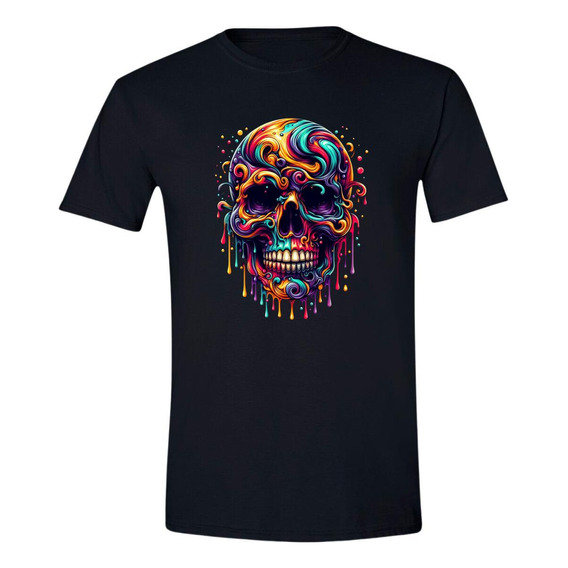 Playera Hombre Calavera Psicodélico 000100n