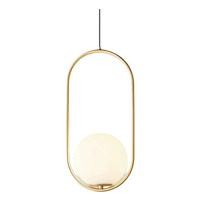  Colgante 1 Luz Marsella Oval Dorado Globo Opal Apto Led Ld Dorado