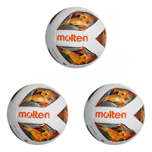 Paquete 3 Balones Futbol Molten Vantaggio Fa3100 #5 Híbrido Color Blanco/naranja/negro