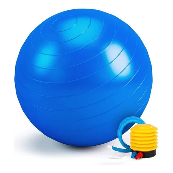Pelota De Pilates Yoga 65cm Funcional Gym + Inflador Randers Color Azul