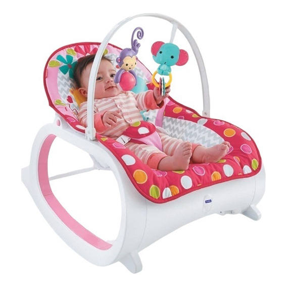 Silla Mecedora Vibradora Musical Antireflujo Para Bebe Gorda Color Rosa Fiesta