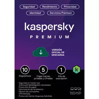 Kaspersky Premium 10 Dispositivos  1 Año
