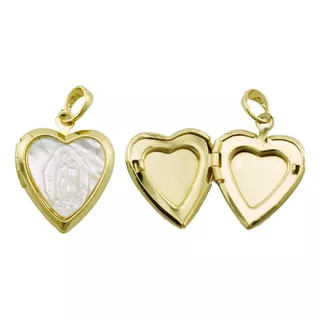 Dije Guarda Pelo Relicario Corazon Virgen Oro Laminado 18k