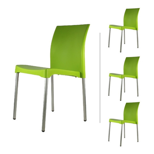 Set 4 Sillas Mundo In Vivanti Restaurante Color de la estructura de la silla Verde