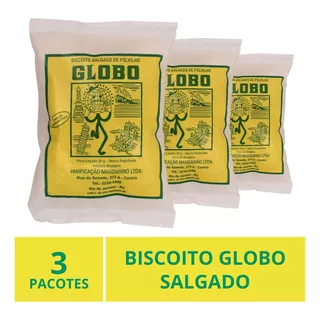 Biscoito Globo Rio De Janeiro, Salgado, 3 Pacotes 30g.