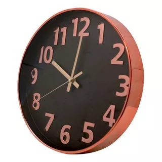Relógio Silencioso De Parede Bronze 30cm Ponteiro Contínuo Cor Do Fundo Preto