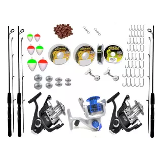 Kit Pesca Molinete 3 Rolamento C/ Vara 1,20m