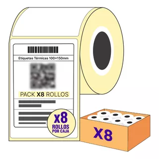 Pack X8 Etiquetas Termicas 10x15cm Colecta Full Gc420