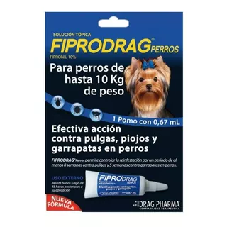 Pipeta Fiprodrag Antipulga Perros Hasta 10 Kg 0,67 Ml
