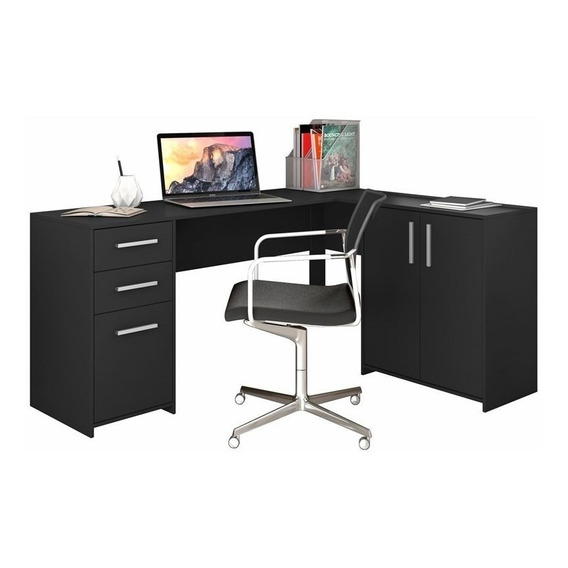 Mueble de escritorio Notable, mesa de oficina NT 2005 mdp, 1230 mm x 740 mm x 450 mm x 1570 mm, negro