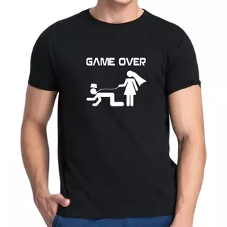 Camiseta Unissex Game Over Casamento Meme Gamer 100% Algodão