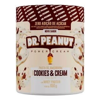 Suplemento Em Pasta Dr. Peanut  Gourmet Power Cream Pasta De Amendoim Power Cream Sabor  Cookies And Cream Em Pote De 650g