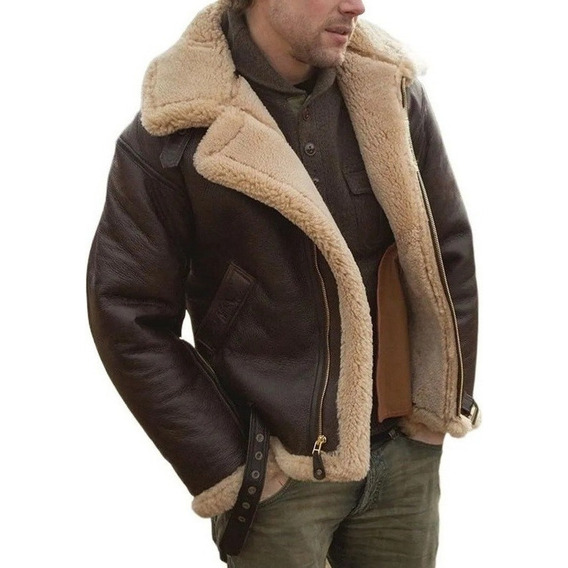 Chaqueta De Cuero Para Hombre Abrigo De Piel Gruesa Marrón