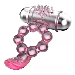 Anillo Vibrador Lenguita 10 Funciones Sex Shop Color Rosa