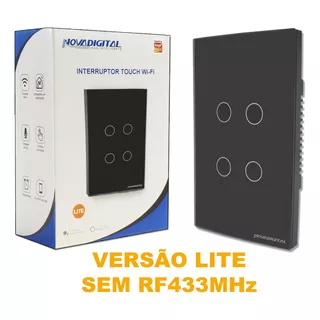 Interruptor Inteligente Novadigital Wi-fi 4 Botões Sem Rf Cor Preto