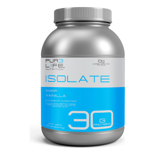 Pure Life Suplemento Gym Pre Entreno, Proteína Isolate 4.5 Libras (2.04 Kg) Con Vitamina C, Vitamina B Y Acido Folico Sabor Vainilla - 54 Porciones