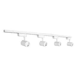 Trilho Eletrificado Branco 1 Metro Com 4 Spots 7w Cor Branco Neutro (4000k) (luz Neutra) 110v/220v