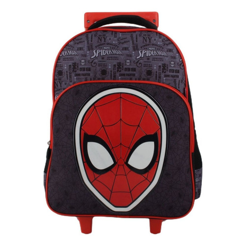 Mochila Infantil Escolar Con Ruedas Spiderman - Intek Color Negro