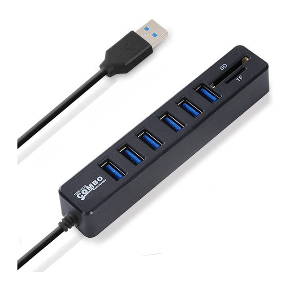 Hub 6 Puertos Multi Usb 3.0 Adaptador Con Lector Tarjeta Sd 