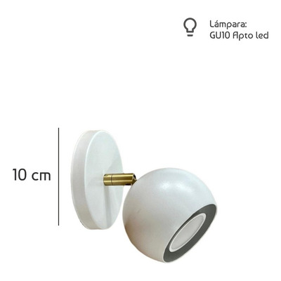 Aplique 1 Luz Mini Mun Blanco Con Dorado Apto Gu10 Deco Lmp