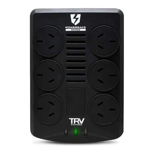 Estabilizador De Tensión 6 Enchufes Trv 500w Rj45 Protección Color Negro