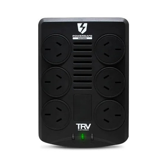 Estabilizador De Tensión 6 Enchufes Trv 500w Rj45 Protección Color Negro