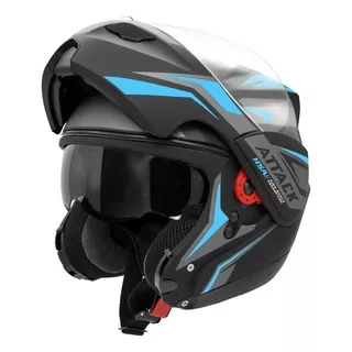 Capacete Para Moto  Multi-modular Pro Tork Attack  Hsa  Preto E Azul-claro Attack Hsa Tamanho 62 