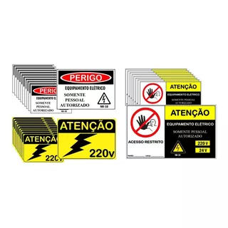 Kit Identificação Nr10 Painéis Elétricos 220v/proc. 30 Itens