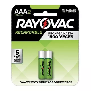 2 X Pilas Recargables Aaa Rayovac 600 Mah 1.2v