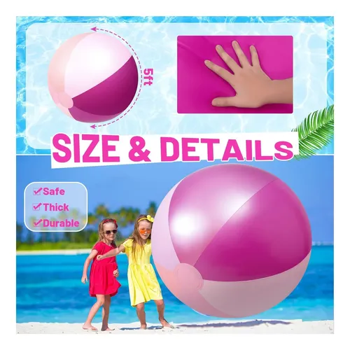 Supervitae - 2 pelotas de playa gigantes de 27 pulgadas, pelota de playa inflable grande, juguetes de piscina para fiesta de verano en la piscina, juguetes gigantes para cumpleaños, Luau fiesta