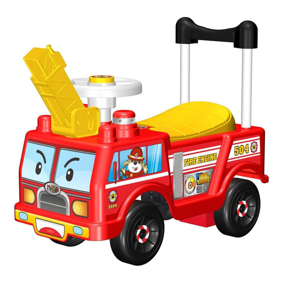 Montable Correpasillos Carrito Impulsor Bombero Mytoy Color Rojo