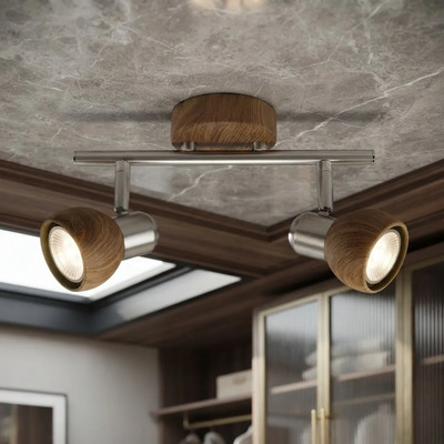 Aplique Xylo Il 2xgu10 Simil Madera Metal Cromo