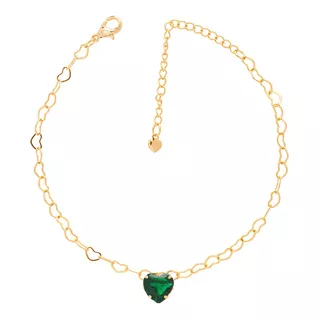 10 Pulseira Madrinha Pedra Verde Esmeralda Folheado A Ouro