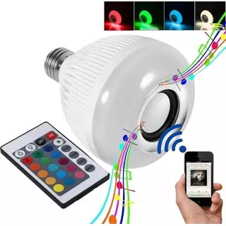 Lampada Musical Caixa Som Bluetooth Led Celular Com Controle Cor Da Luz Rgb 110v/220v