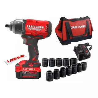 Craftsman Llave Impacto Brushless+ Pila+ Bolsa+ Dados Metric