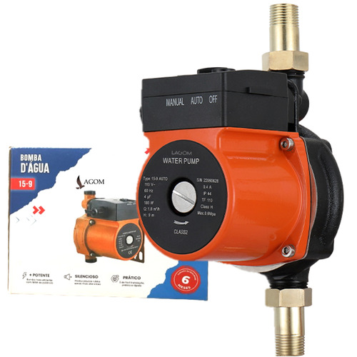 Bombas Presurizadoras 180w Lagom Water Pump 15-9 Automática De Refuerzo De Presión 40l/min 3000rpm Recirculación De Agua Caliente Max 90 Circulación De Hierro Fundido Doméstica 9m Compacta Silenciosa