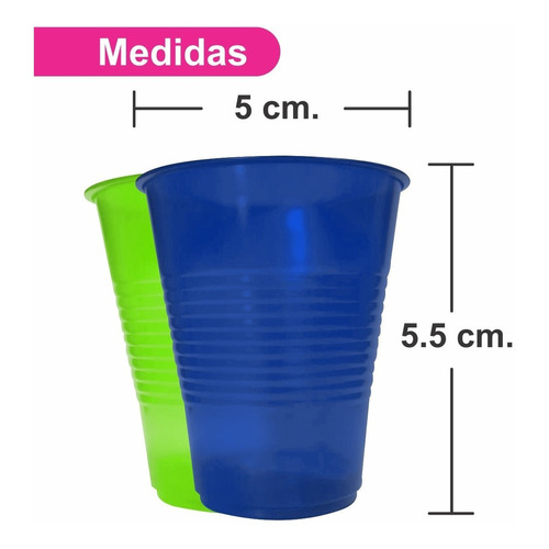 Vaso Shot Neón Desechable 50 Piezas Marca Primo -  Color Azul-Verde