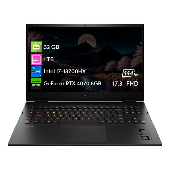 Notebook Hp Omen 17 I7 13va 32gb 1tbssd Rtx4070 8gb 17.3 Fhd