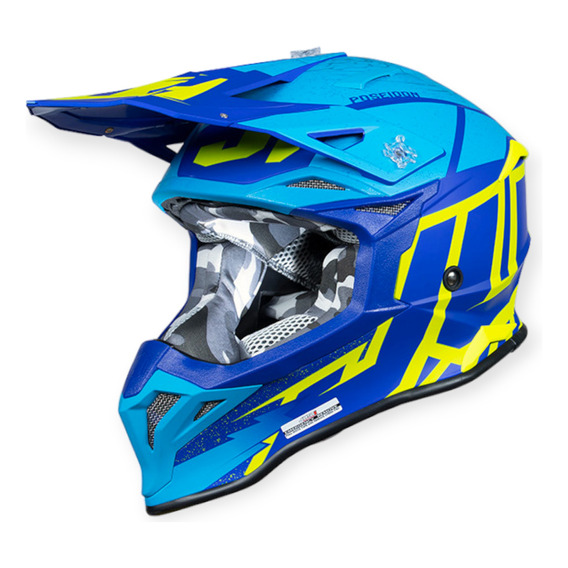 Casco Just1 J39 Poseidon Motocross Enduro Azul/fluo