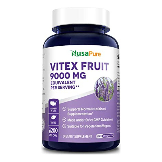 Vitex Chasteberry Fruit-sauzgatillo- 9.000 Mg -200 Cápsulas