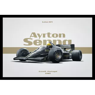 Lotus 97t 1985 Ayrton Senna F1 Cuadro Enmarcado 45x30cm