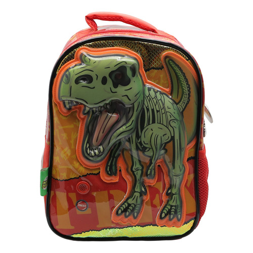 Mochila 12 PuLG Espalda Dinosaurio C/sonido Int Di102 Cresko Color Naranja Diseño de la tela Dinosaurio naranja