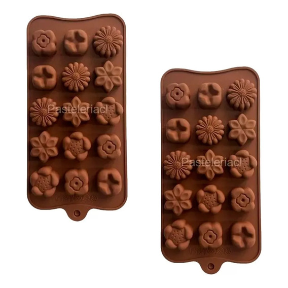 X2 Moldes De Chocolate Moldes Chocolate Silicona 5 Flores N1 Insumos Reposteria Flores Moldes Para Chocolates 