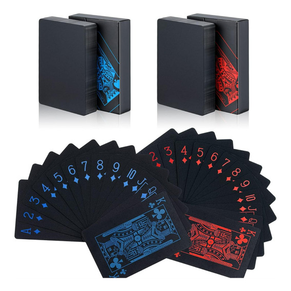 2 Barajas De Cartas De Póquer Impermeables Rojo Y Azul