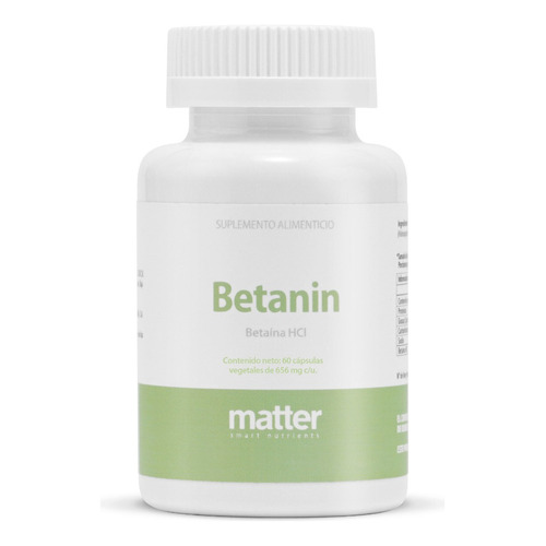 Betaína Hcl, Mejora Digestión, 60 Cápsulas, Betanin, Matter Smart Nutrients, Sabor N/A