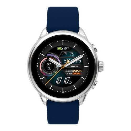 Smartwatch Fossil Hombre Gen 6 Wellness Silicon Color De La Caja Azul