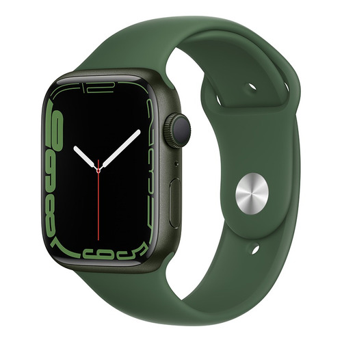 Apple Watch Series 7 (GPS, 45mm) - Caja de aluminio color verde - Correa deportiva verde trébol