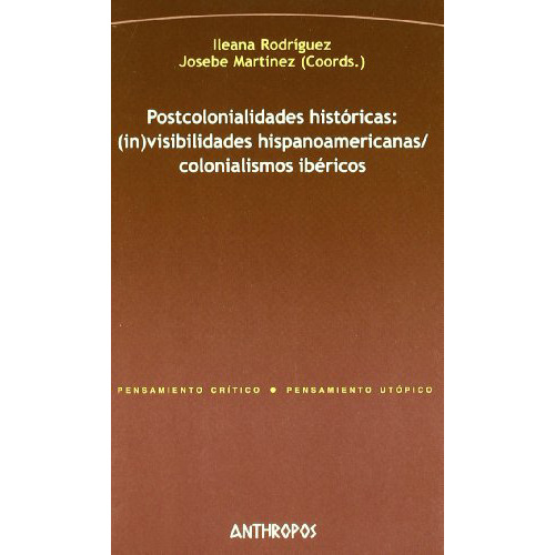 Postcolonialidades Historicas, De Rodriguez Ileana., Vol. Abc. Editorial Anthropos, Tapa Blanda En Español, 1