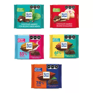 Chocolate Ritter Sport Selección Amargos 5 Pz 100 G C/u