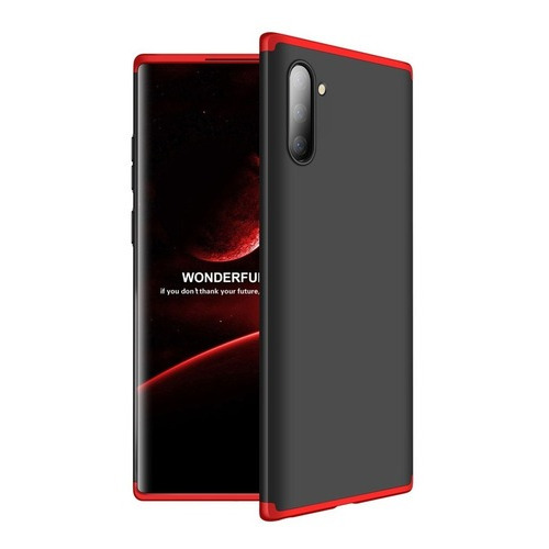 Carcasa Para Samsung Note 10 Protección 360° Anti Golpes Gkk Color Negro con rojo